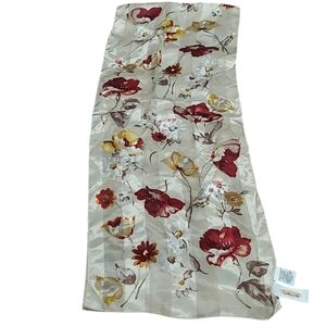 Talbots 100% silk semi sheer striped floral print scarf